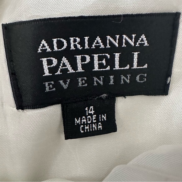 NWT Adrianna Papell Evening Chiffon Aqua Green White Halter Dress Mini Size 14 - Picture 11 of 13